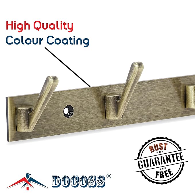 DOCOSS Antique Brass Wall Hooks – Stylish & Durable Hangers for Clothes, Towels, and More